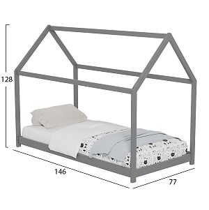 B2bmarkt ΚΡΕΒΑΤΙ ΠΑΙΔΙΚΟ PEPE HM678.05 τ.MONTESSORI ΞΥΛΟ ΠΕΥΚΟ ΓΚΡΙ- 140x70εκ