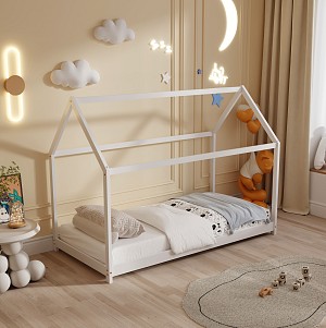 B2bmarkt ΚΡΕΒΑΤΙ ΠΑΙΔΙΚΟ PEPE HM678.03 τ.MONTESSORI ΞΥΛΟ ΠΕΥΚΟ ΛΕΥΚΟ- 140x70εκ