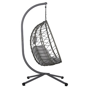 B2bmarkt ΚΡΕΜΑΣΤΗ ΠΟΛΥΘΡΟΝΑ ΦΩΛΙΑ MILLIE HM5997.10 ΜΕΤΑΛΛΟ-ΣΥΝΘ.RATTAN ΓΚΡΙ 90x75x190Υεκ.