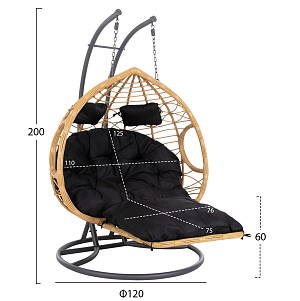 B2bmarkt ΔΙΠΛΗ ΚΡΕΜΑΣΤΗ ΦΩΛΙΑ ME ΥΠΟΠΟΔΙΟ GRACIE HM5754.02 ΜΠΕΖ ΣΥΝΘ.RATTAN-ΓΚΡΙ ΜΕΤΑΛ.ΣΚΕΛΕΤΟΣ Φ120x200Υεκ
