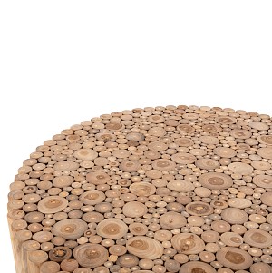 B2bmarkt ΤΡΑΠΕΖΙ ΣΑΛΟΝΙΟΥ ΣΤΡΟΓΓΥΛΟ COOTER HM9862 ΚΛΑΔΙΑ TEAK-ΦΥΣΙΚΟ Φ100x40Υεκ.