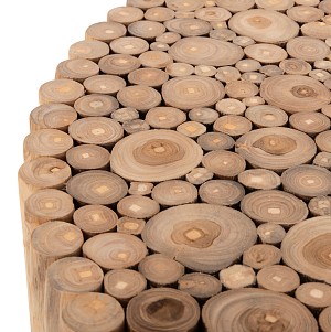 B2bmarkt ΤΡΑΠΕΖΙ ΣΑΛΟΝΙΟΥ ΣΤΡΟΓΓΥΛΟ COOTER HM9862 ΚΛΑΔΙΑ TEAK-ΦΥΣΙΚΟ Φ100x40Υεκ.