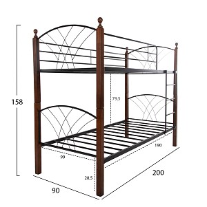 B2bmarkt ΚΟΥΚΕΤΑ ΚΡΕΒΑΤΙ STOREY HM687 ΜΑΥΡΟ ΜΕΤΑΛΛΟ-ΚΑΡΥΔΙ RUBBERWOOD-ΓΙΑ ΣΤΡΩΜΑ 190x90εκ