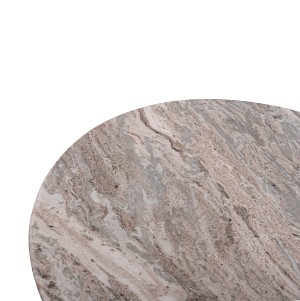 B2bmarkt ΤΡΑΠΕΖΙ ΣΑΛΟΝΙΟΥ ΣΤΡΟΓΓΥΛΟ MALED HM18002 ΓΚΡΙ ΜΑΡΜΑΡO-ΞΥΛΟ MANGO Φ60x44,5Υεκ.