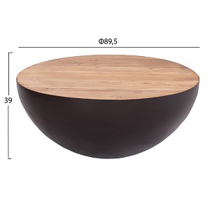 B2bmarkt ΔΙΑΚΟΣΜΗΤΙΚΟ ΤΡΑΠΕΖΙ ΣΑΛΟΝΙΟΥ BOWL Φ89,5X39Yεκ. RUSTY ΜΕ ΞΥΛΟ ΑΚΑΚΙΑΣ HM8717.22