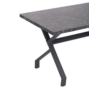 B2bmarkt ΤΡΑΠΕΖΙ ΚΟΥΖΙΝΑΣ LANA HM18221.02 ΜΕΛΑΜΙΝΗ ΜΑΥΡΟ ΜΑΡΜΑΡΟ-ΜΑΥΡΑ ΜΕΤΑΛ.ΠΟΔΙΑ 140x70x72.5Υεκ