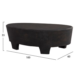 B2bmarkt ΤΡΑΠΕΖΙ ΣΑΛΟΝΙΟΥ ΟΒΑΛ ΣΕΙΡΑ SANTORINI HM18066 MDF ΣΕ ΜΑΥΡΟ ΧΡΩΜΑ 100x60x33Υεκ.