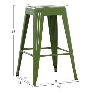 B2bmarkt ΣΚΑΜΠΟ ΜΕΣΑΙΟΥ ΥΨΟΥΣ ΜΕΤΑΛΛΙΚΟ MELITA HM8573.53 ΣΕ LIGHT OLIVE GREEN 43x43x67Υεκ.