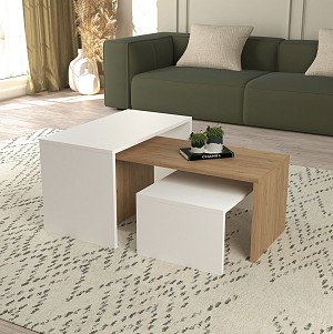 B2bmarkt ΤΡΑΠΕΖΙ ΣΑΛΟΝΙΟΥ ΣΕΤ 3ΤΜΧ BENTIL HM9444.11 ΜΕΛΑΜΙΝΗ SONAMA-ΛΕΥΚΟ 65x35x45Υεκ