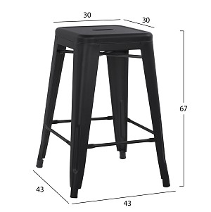 B2bmarkt ΣΚΑΜΠΟ ΜΕΣΑΙΟΥ ΥΨΟΥΣ ΜΕΤΑΛΛΙΚΟ MELITA-PRO HM8573.42 ΜΑΥΡΟ ΜΑΤ 43x43x67Υεκ.