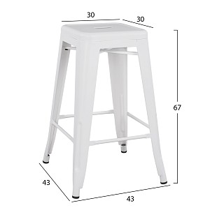 B2bmarkt ΣΚΑΜΠΟ ΜΕΣΑΙΟΥ ΥΨΟΥΣ ΜΕΤΑΛΛΙΚΟ MELITA-PRO HM8573.41 ΛΕΥΚΟ ΜΑΤ 43x43x67Υεκ.