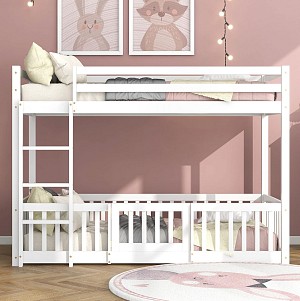 B2bmarkt ΠΑΙΔΙΚΗ ΚΟΥΚΕΤΑ ΜΕ ΠΑΡΚΑΚΙ PLAYKID HM703.03 ΞΥΛΟ ΠΕΥΚΟΥ ΛΕΥΚΟ ΓΙΑ 190x90εκ