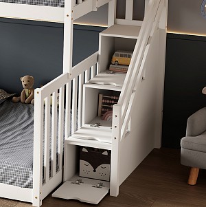 B2bmarkt ΠΑΙΔΙΚH ΚΟΥΚΕΤΑ BEAMER HM711.03 ΞΥΛΟ ΠΕΥΚΟΥ ΣΕ ΛΕΥΚΟ-ΣΤΡΩΜΑΤΑ 90-140x190εκ