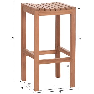 B2bmarkt ΣΚΑΜΠΟ ΜΠΑΡ NIKOL HM18109 ΞΥΛΟ ΤΕΑΚ ΣΕ ΦΥΣΙΚΟ 40x40x77Υεκ.