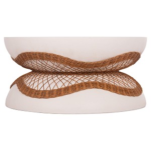 B2bmarkt ΤΡΑΠΕΖΙ ΣΑΛΟΝΙΟΥ ANNA HM18157.02 FIBER CEMENT ΛΕΥΚΟ-ΦΥΣΙΚΟ RATTAN--Φ92x44.5Υεκ