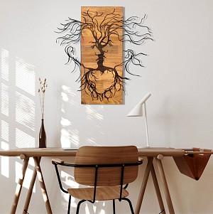 B2bmarkt ΔΙΑΚΟΣΜΗΤΙΚΟ ΤΟΙΧΟΥ FACES HM4807-ΦΥΛΛΑ ΜΕΤΑΛΛΟΥ ΜΑΥΡΑ-ΞΥΛΟ 60x3(βάθος)x57,5Υεκ.