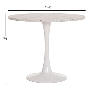 B2bmarkt ΤΡΑΠΕΖΙ ΤΡΑΠΕΖΑΡΙΑΣ ROLLO HM9421.11 ΣΤΡΟΓΓΥΛΟ WHITE MARBLE Φ90x74Υεκ.