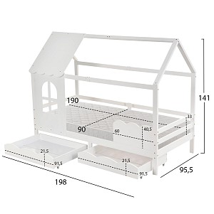 B2bmarkt ΚΡΕΒΑΤΙ ΠΑΙΔΙΚΟ ΜΕ ΣΤΡΩΜΑ DOMER HM21319 ΞΥΛΟ ΠΕΥΚΟΥ ΣΕ ΛΕΥΚΟ--ΣΤΡΩΜΑ 90x190εκ