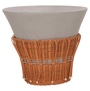 B2bmarkt ΤΡΑΠΕΖΙ ΣΑΛΟΝΙΟΥ PERRAL HM18164.03L FIBER CEMENT ΓΚΡΙ-ΦΥΣΙΚΟ RATTAN--Φ55x45Υεκ