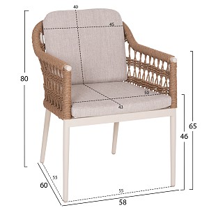 B2bmarkt ΠΟΛΥΘΡΟΝΑ BOXER HM6556.02 ΑΛΟΥΜΙΝΙΟ & OLEFIN ΜΠΕΖ-TWIST WICKER 58x60x80Yεκ