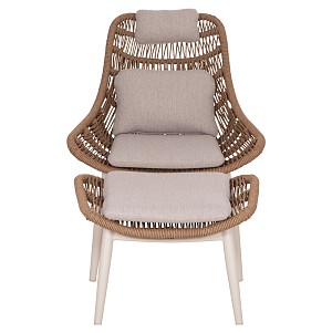 B2bmarkt ΠΟΛΥΘΡΟΝΑ LOUNGE ΜΕ ΥΠΟΠΟΔΙΟ REMVAZZO HM6561.02 ΑΛΟΥΜΙΝΙΟ ΜΠΕΖ--WICKER 90x85x96Υεκ
