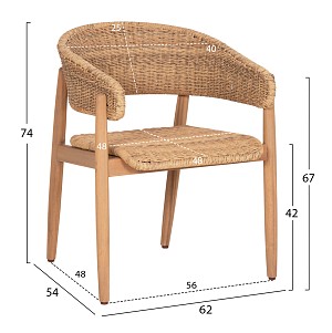 B2bmarkt ΠΟΛΥΘΡΟΝΑ ΤΡΑΠΕΖΑΡΙΑΣ CORT HM6447 ΞΥΛΟ ΑΚΑΚΙΑΣ & ΣΧΟΙΝΙ ΣΕ ΦΥΣΙΚΟ 62x54x74Υεκ