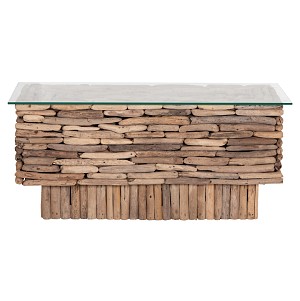 B2bmarkt ΤΡΑΠΕΖΙ ΣΑΛΟΝΙΟΥ ΟΡΘΟΓΩΝΙΟ SPARROW HM18366 DRIFTWOOD--ΓΥΑΛΙ 105x45x47Υεκ.