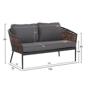 B2bmarkt ΣΕΤ ΣΑΛΟΝΙ 4ΤΜΧ CASSIAN HM6552.01 ΑΛΟΥΜΙΝΙΟ & ΜΑΞΙΛΑΡΙΑ ΓΚΡΙ-ΜΠΕΖ P.E.RATTAN