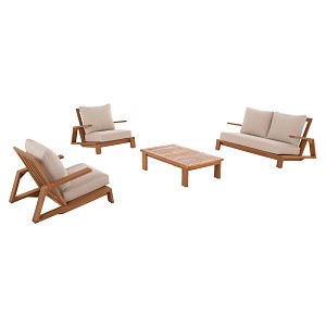 B2bmarkt ΣΕΤ ΣΑΛΟΝΙ LOUNGE 4ΤΜΧ MIREX HM6521 ΞΥΛΟ ΑΚΑΚΙΑΣ--ΠΟΛΥΕΣΤΕΡΙΚΑ ΜΑΞΙΛΑΡΙΑ ΕΚΡΟΥ