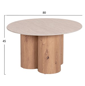 B2bmarkt ΤΡΑΠΕΖΙ ΣΑΛΟΝΙΟΥ SILVA HM18443 ΚΕΡΑΜΙΚΟ TOP ΟΨΗ ΤΡΑΒΕΡΤΙΝΑΣ-MDF ΦΥΣΙΚΟ Φ80x45Υεκ.