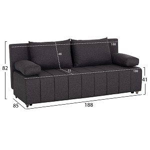 B2bmarkt ΚΑΝΑΠΕΣ ΚΡΕΒΑΤΙ ΤΡΙΘΕΣΙΟΣ KEND HM3313.01 ΥΦΑΣΜΑ ΣΕ ΓΚΡΙ 188x85x82Υεκ.