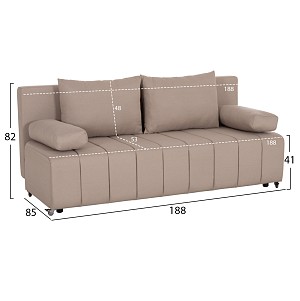 B2bmarkt ΚΑΝΑΠΕΣ ΚΡΕΒΑΤΙ ΤΡΙΘΕΣΙΟΣ KEND HM3313.03 ΥΦΑΣΜΑ ΣΕ ΑΝΟΙΧΤΟ ΜΠΕΖ 188x85x82Υεκ.