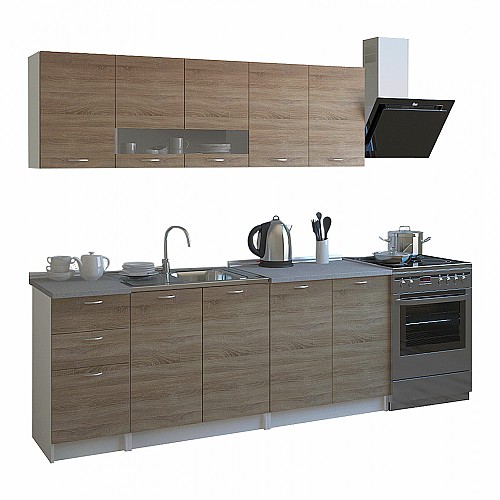 B2bmarkt ΣΥΝΘΕΣΗ ΚΟΥΖΙΝΑΣ BENTLEE ΜΕΛΑΜΙΝΗ SONAMA-ΛΕΥΚΟ HM2443 200x46-29,2 εκ.