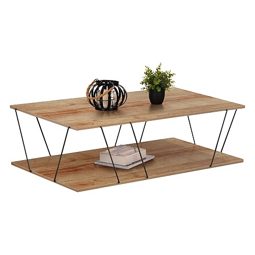 B2bmarkt ΤΡΑΠΕΖΙ ΣΑΛΟΝΙΟΥ TARS HM8927.11 ΦΥΣΙΚΟ ΟΑΚ ΜΕ ΜΑΥΡΕΣ ΜΕΤΑΛΛΙΚΕΣ ΒΕΡΓΕΣ 120Χ50Χ30Yεκ.