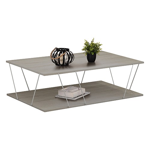 B2bmarkt ΤΡΑΠΕΖΙ ΣΑΛΟΝΙΟΥ TARS HM8927.14 SONOMA ΜΕ ΛΕΥΚΕΣ ΜΕΤΑΛΛΙΚΕΣ ΒΕΡΓΕΣ 120Χ50Χ30Yεκ.