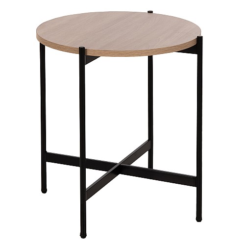 B2bmarkt ΒΟΗΘΗΤΙΚΟ ΤΡΑΠΕΖΙ HM9589.03 MDF SONAMA-ΜΑΥΡΗ ΜΕΤΑΛΛΙΚΗ ΒΑΣΗ Φ50x55Υεκ.