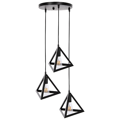 B2bmarkt ΦΩΤΙΣΤΙΚΟ ΟΡΟΦΗΣ ΚΡΕΜΑΣΤΟ HM4182 3 ΜΑΥΡΑ ΜΕΤΑΛΛΙΚΑ ΚΑΠΕΛΑ ΠΥΡΑΜΙΔΑ Φ23x124Υεκ.
