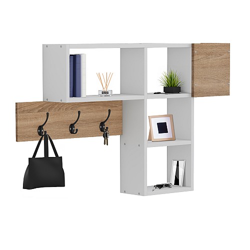B2bmarkt ΚΡΕΜΑΣΤΡΑ ΕΙΣΟΔΟΥ ΜΕ ΡΑΦΙΑ HARLAN HM8973.12 ΜΕΛΑΜΙΝΗ ΣΕ SONAMA-ΛΕΥΚΟ 99,5x15x61Υεκ.