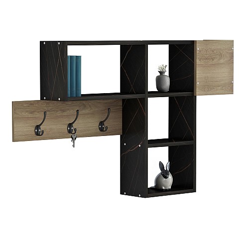 B2bmarkt ΚΡΕΜΑΣΤΡΑ ΕΙΣΟΔΟΥ ΜΕ ΡΑΦΙΑ HARLAN HM8973.13 ΜΕΛΑΜΙΝΗ ΣΕ ΦΥΣΙΚΟ-ΜΑΥΡΟ ΜΑΡΜΑΡΟ 99,5x15x61Υεκ
