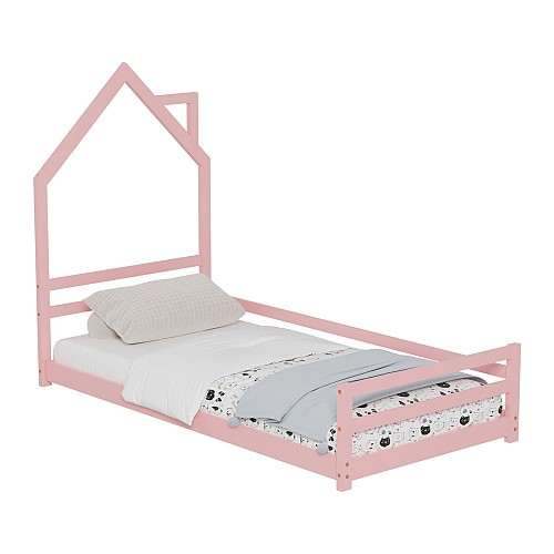 B2bmarkt ΚΡΕΒΑΤΙ ΠΑΙΔΙΚΟ HOUSER HM676.06 τ.MONTESSORI ΞΥΛΟ ΠΕΥΚΟ ΡΟΖ- 190x90εκ