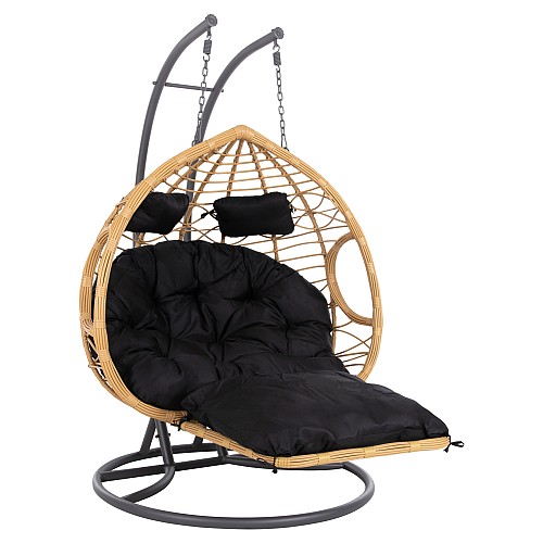 B2bmarkt ΔΙΠΛΗ ΚΡΕΜΑΣΤΗ ΦΩΛΙΑ ME ΥΠΟΠΟΔΙΟ GRACIE HM5754.02 ΜΠΕΖ ΣΥΝΘ.RATTAN-ΓΚΡΙ ΜΕΤΑΛ.ΣΚΕΛΕΤΟΣ Φ120x200Υεκ