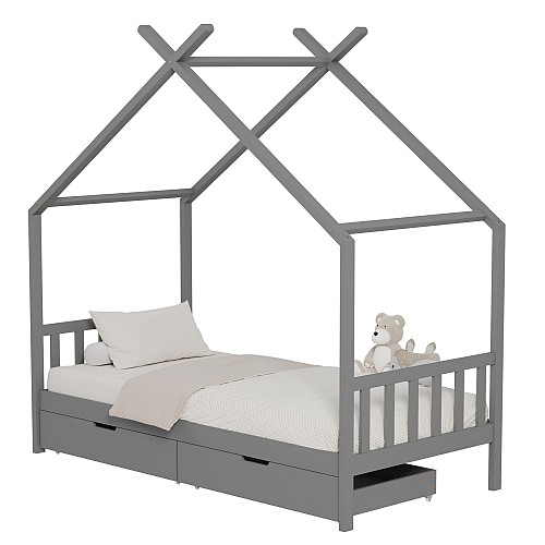 B2bmarkt ΚΡΕΒΑΤΙ ΠΑΙΔΙΚΟ KLARICE HM680.05 τ.MONTESSORI-2 ΣΥΡΤΑΡΙΑ- ΞΥΛΟ ΠΕΥΚΟΥ ΓΚΡΙ-190x90εκ