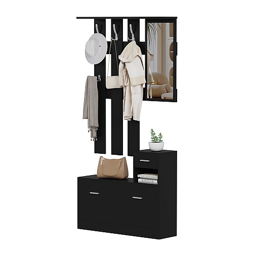 B2bmarkt ΕΠΙΠΛΟ ΕΙΣΟΔΟΥ ΜΕ ΚΑΘΡΕΦΤΗ GORN HM2473.02 ΜΕΛΑΜΙΝΗ ΣΕ WENGE 90x24x190Υεκ
