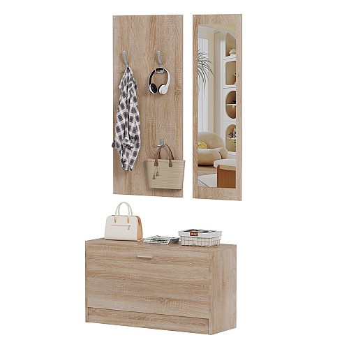B2bmarkt ΣΕΤ ΕΙΣΟΔΟΥ ΜΕ ΚΑΘΡΕΠΤΗ VERN HM2476.01 ΜΕΛΑΜΙΝΗ ΣΕ ΣΟΝΑΜΑ 80x27x175Υεκ