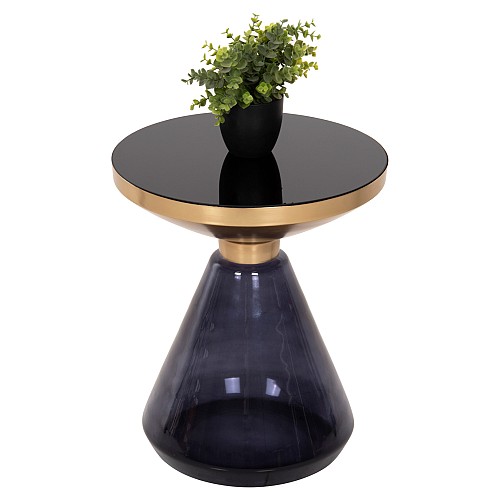 B2bmarkt ΒΟΗΘΗΤΙΚΟ ΤΡΑΠΕΖΑΚΙ DEMMY HM9727 ΜΑΥΡΟ & ΜΟΒ ΓΥΑΛΙ-ΧΡΥΣΟ ΜΕΤΑΛΛΟ Φ41x48Υεκ