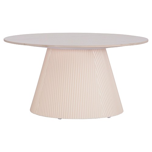 B2bmarkt ΤΡΑΠΕΖΙ ΣΑΛΟΝΙΟΥ DUNCAN HM18022.02 ΚΕΡΑΜΙΚΟ TOP-MDF ΒΑΣΗ-ΚΡΕΜ ΛΕΥΚΟ Φ80x41Υεκ.