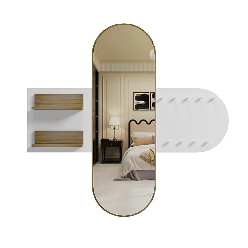 B2bmarkt ΕΠΙΠΛΟ ΕΙΣΟΔΟΥ ΜΕ ΚΑΘΡΕΦΤΗ CHERYL HM9049.12 ΜΕΛΑΜΙΝΗ ΛΕΥΚΗ-SONAMA 125x40x120Yεκ.