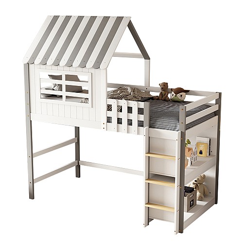 B2bmarkt ΠΑΙΔΙΚΟ ΚΡΕΒΑΤΙ ΜΕ ΠΛΑΙΝΑ ΡΑΦΙΑ HOMI HM712 ΞΥΛΟ ΠΕΥΚΟΥ ΛΕΥΚΟ-ΓΚΡΙ-ΣΤΡΩΜΑ 90x190εκ