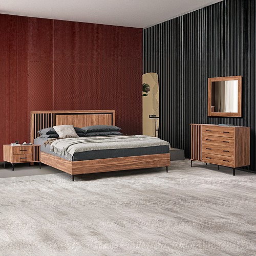 B2bmarkt ΣΕΤ ΚΡΕΒΑΤΟΚΑΜΑΡΑΣ 4ΤΜΧ HARRY HM21115 ΜΕΛΑΜΙΝΗ ΣΕ ΦΥΣΙΚΟ ΞΥΛΟΥ & ΜΑΥΡΟ ΧΡΩΜΑ