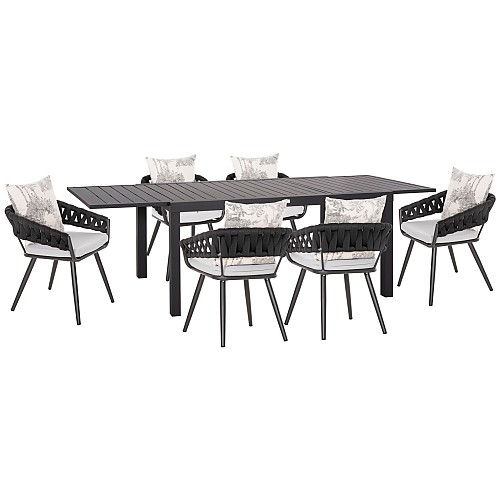 B2bmarkt ΣΕΤ ΤΡΑΠΕΖΑΡΙΑΣ ΕΞ.ΧΩΡΟΥ 7ΤΜΧ KRUM HM21156 ΣΚΟΥΡΟ ΓΚΡΙ ΑΛΟΥΜΙΝΙΟ & P.Ε.ΣΧΟΙΝΙ